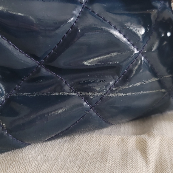 Authentic Chanel In The Business Flap Bag Quilted Patent Vinyl Maxi - Picture 8 of 16